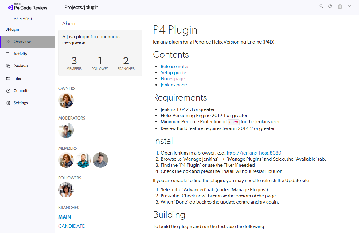 Image of a Project Overview Page with Markdown